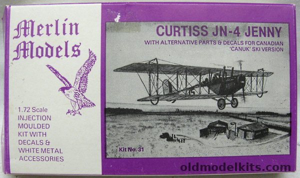 Merlin Models 1/72 Curtiss JN-4 Jenny  - With Alternate Parts for Canuk Ski Version, 31 plastic model kit